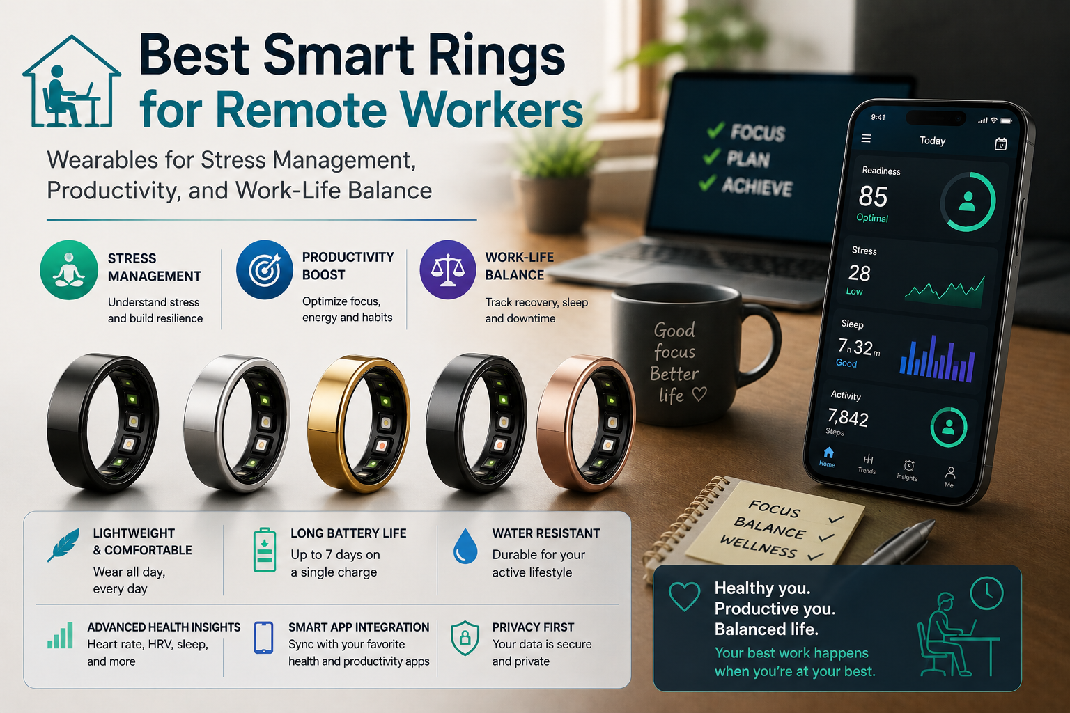 Best Smart Rings for Remote Workers: Wearables for Stress Management, Productivity, and Work-Life Balance