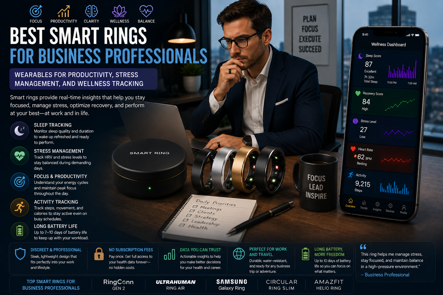Best Smart Rings for Business Professionals: Wearables for Productivity, Stress Management, and Wellness Tracking